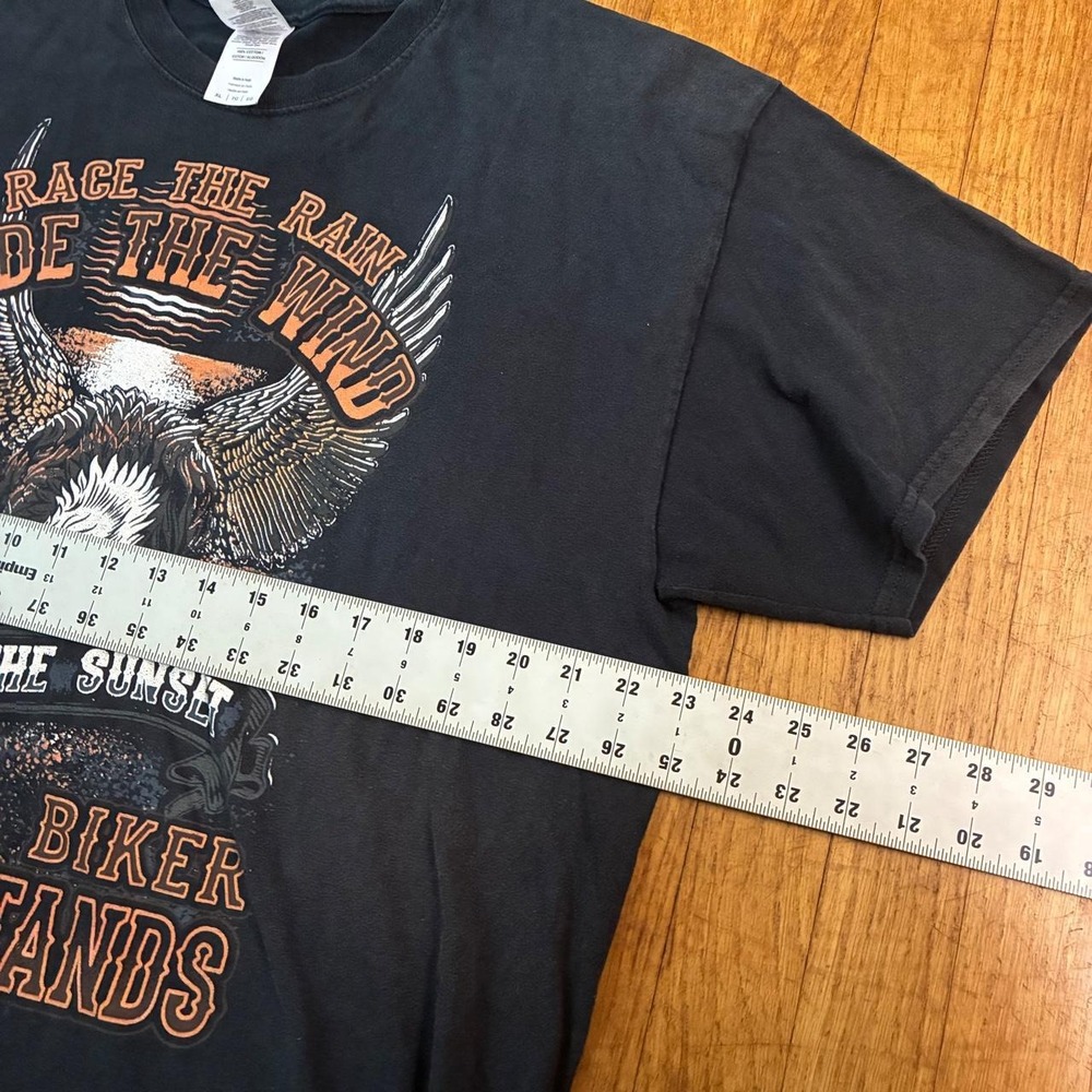 vintage y2k Gildan Biker Motorcycle Ride The Wind Graphic T Shirt Mens XL Tee - Picture 5 of 6